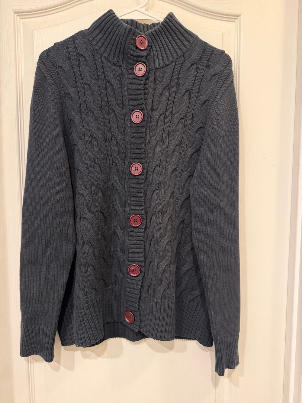 Karen Scott 100% Cotton Cable-Knit Cardigan — Size L